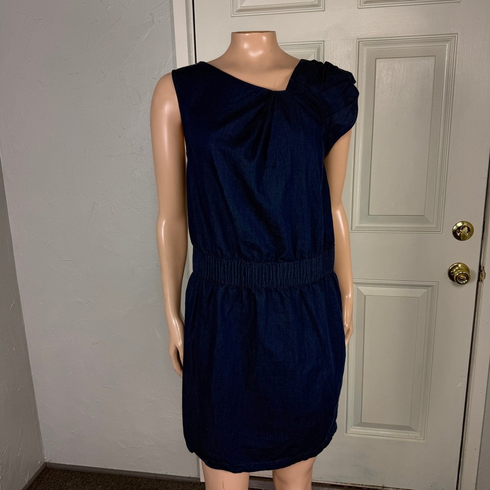 Kate Spade Saturday Women's Dress Small Cotton Chambray Sleeveless Blue AA19